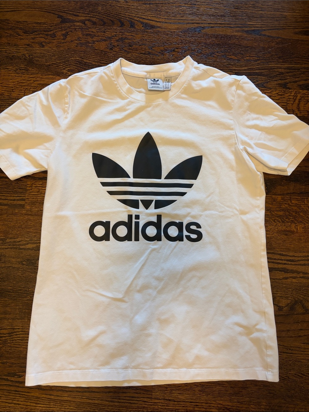adidas White Short Sleeve Tee with Black Trefoil Logo